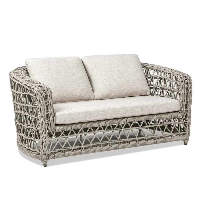 Everly 63.5' Woven Frame Barrel Deep Seating Patio Loveseat Sofa, Oat Beige Axroma Olefin Default -DTYStore