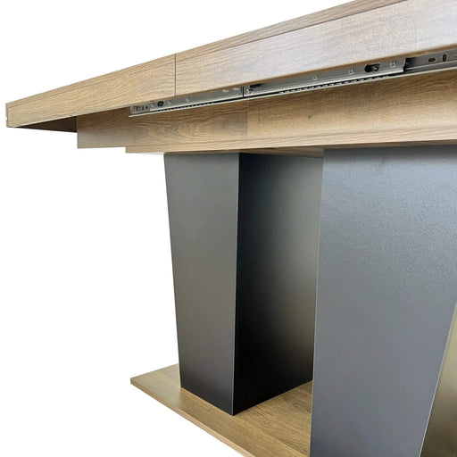 Extendable Dining Room Table for 4-10 People,Wooden Transformer Kitchen Dining Table with Black Double Sturdy Pedestal Base, Modern Expandable Large Table Default -DTYStore