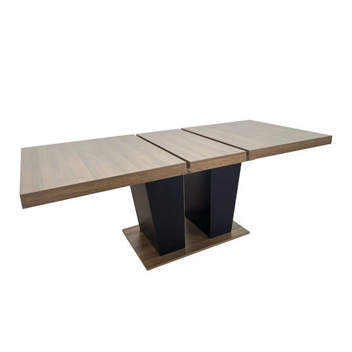 Extendable Dining Room Table for 4-10 People,Wooden Transformer Kitchen Dining Table with Black Double Sturdy Pedestal Base, Modern Expandable Large Table Default -DTYStore