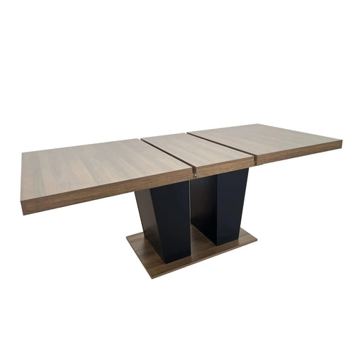 Extendable Dining Room Table for 4-10 People,Wooden Transformer Kitchen Dining Table with Black Double Sturdy Pedestal Base, Modern Expandable Large Table Default -DTYStore