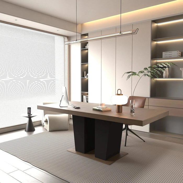 Extendable Dining Room Table for 4-10 People,Wooden Transformer Kitchen Dining Table with Black Double Sturdy Pedestal Base, Modern Expandable Large Table Default -DTYStore