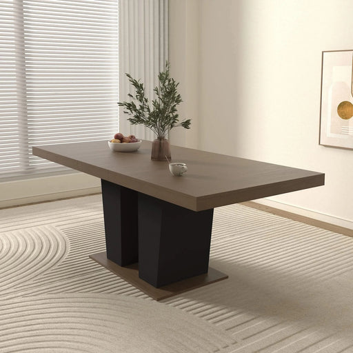 Extendable Dining Room Table for 4-10 People,Wooden Transformer Kitchen Dining Table with Black Double Sturdy Pedestal Base, Modern Expandable Large Table Default -DTYStore