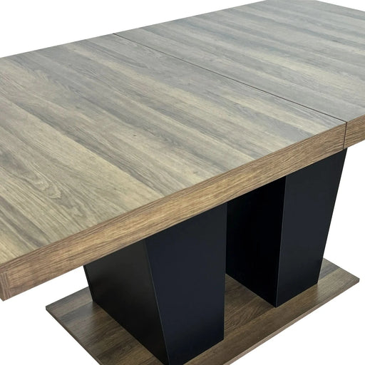 Extendable Dining Room Table for 4-10 People,Wooden Transformer Kitchen Dining Table with Black Double Sturdy Pedestal Base, Modern Expandable Large Table Default -DTYStore