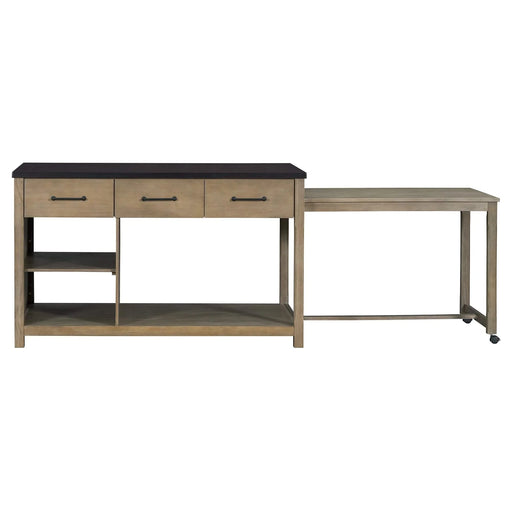 Extendable Kitchen Island with Storage, Multi-Functional Kitchen Cart with Built-In Power Outlets, Retro Kitchen Island on Wheels with Drawers and Open Shelves for Kitchen (Espresso+Natural) Default -DTYStore