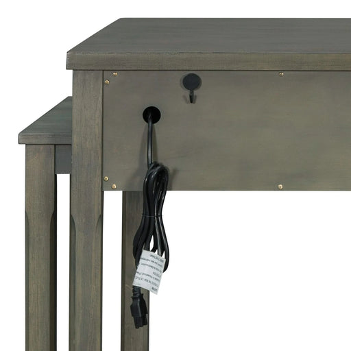 Extendable Kitchen Island with Storage, Multi-Functional Kitchen Cart with Built-In Power Outlets, Retro Kitchen Island on Wheels with Drawers and Open Shelves for Kitchen (Gray) Default -DTYStore