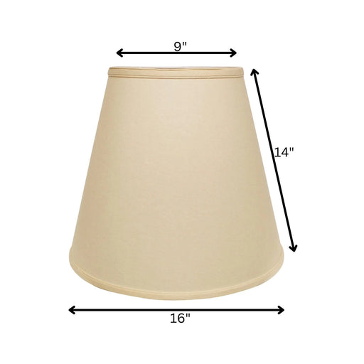 Extra Deep Empire Hardback Lampshade with Washer Fitter, Beige Color Fabric Lampshade for Table Lamps, Natural Linen, 9' Top x 16' Bottom x 14' Height Default -DTYStore