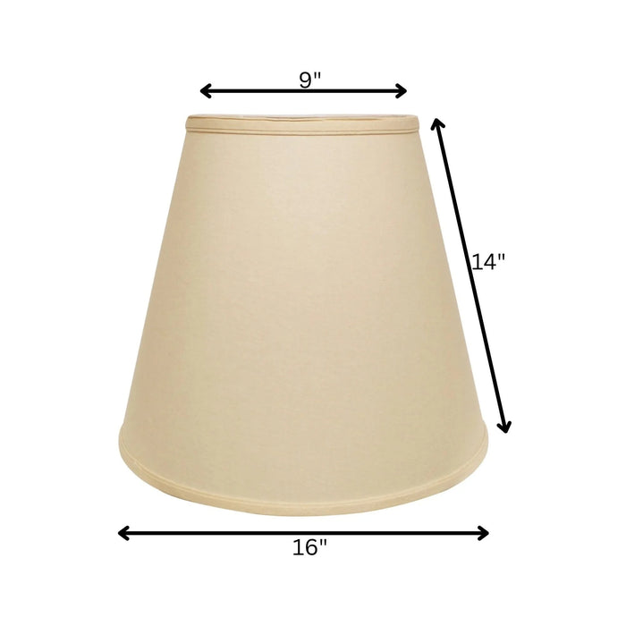 Extra Deep Empire Hardback Lampshade with Washer Fitter, Beige Color Fabric Lampshade for Table Lamps, Natural Linen, 9' Top x 16' Bottom x 14' Height Default -DTYStore