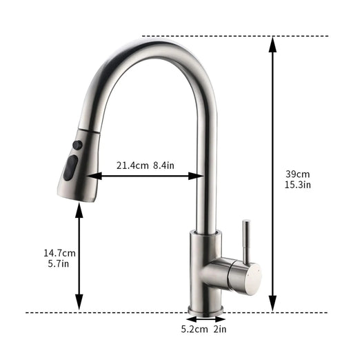 FLG Touch-On Kitchen Faucet with Pull Out Sprayer Single Handle Brass Touch Activated Kitchen Sink Faucet with 2-Way Pull Out Sprayer,Brushed Nickel Default -DTYStore