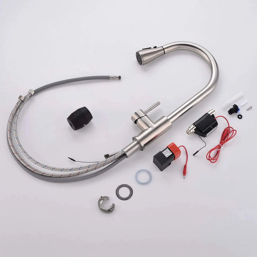 FLG Touch-On Kitchen Faucet with Pull Out Sprayer Single Handle Brass Touch Activated Kitchen Sink Faucet with 2-Way Pull Out Sprayer,Brushed Nickel Default -DTYStore