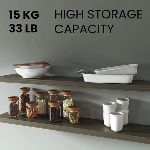 FM FURNITURE Greer Floating Shelf in Melamine x2,Smokey Oak Default -DTYStore