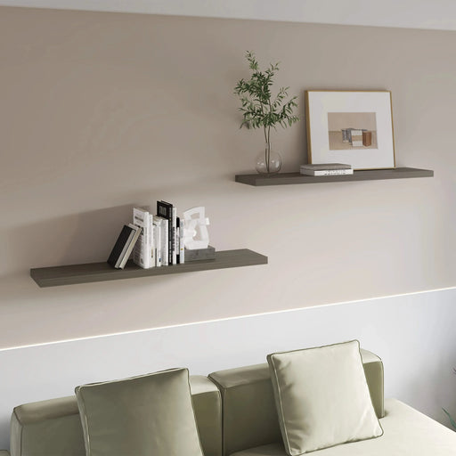 FM FURNITURE Greer Floating Shelf in Melamine x2,Smokey Oak Default -DTYStore