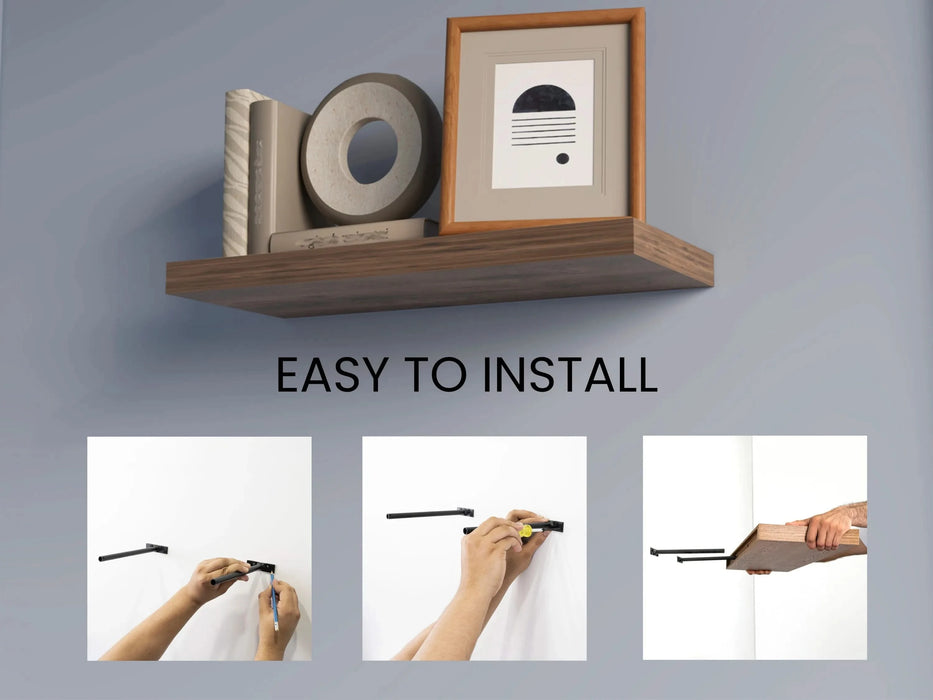 FM FURNITURE Iva Floating shelf in melamine x2 ,Gray Walnut Default -DTYStore