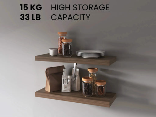 FM FURNITURE Iva Floating shelf in melamine x2 ,Gray Walnut Default -DTYStore