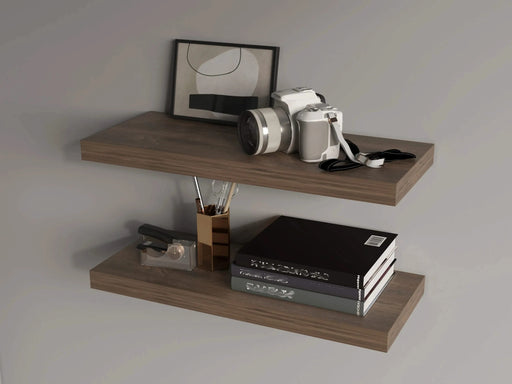 FM FURNITURE Iva Floating shelf in melamine x2 ,Gray Walnut Default -DTYStore