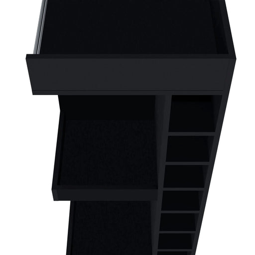 FM FURNITURE Lamer Corner Bar Cabinet with Wine Rack and Open Shelf, Black Default -DTYStore