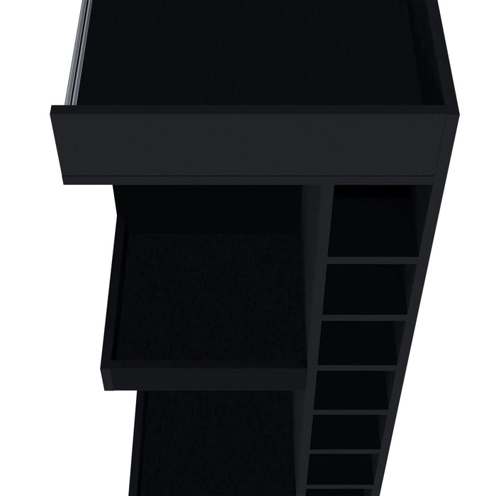 FM FURNITURE Lamer Corner Bar Cabinet with Wine Rack and Open Shelf, Black Default -DTYStore