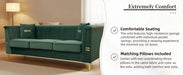 FX-P82-GR2 (WITH 2 PILLOWS)-82.67' Modern Velvet 3-Seater Chesterfield Style Green Couch for Living Room with 2 Pillows Default -DTYStore