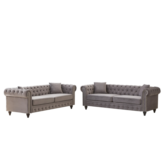 FX 3 Seats + 3 Seats Combo Sofa Modern living room sofa with solid wood frame and wooden feet, 4 cushions, apartment sofa furniture for living room, living room, office Default -DTYStore