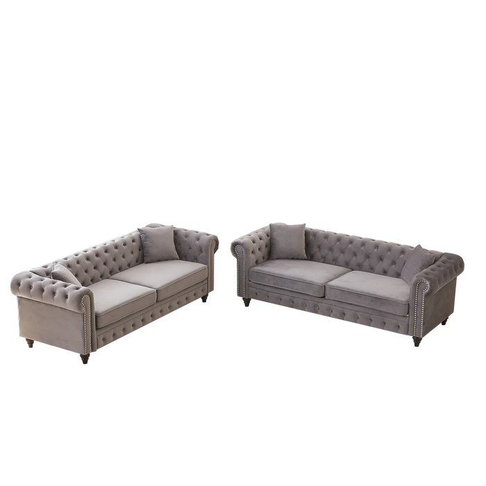 FX 3 Seats + 3 Seats Combo Sofa Modern living room sofa with solid wood frame and wooden feet, 4 cushions, apartment sofa furniture for living room, living room, office Default -DTYStore