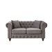 FX 63.5' modern design chesterfield sofa, velvet sofa button design living room sectional sofa, button tufted with nail design arms with 2 pillows, upholstered fabric and wood legs Default -DTYStore
