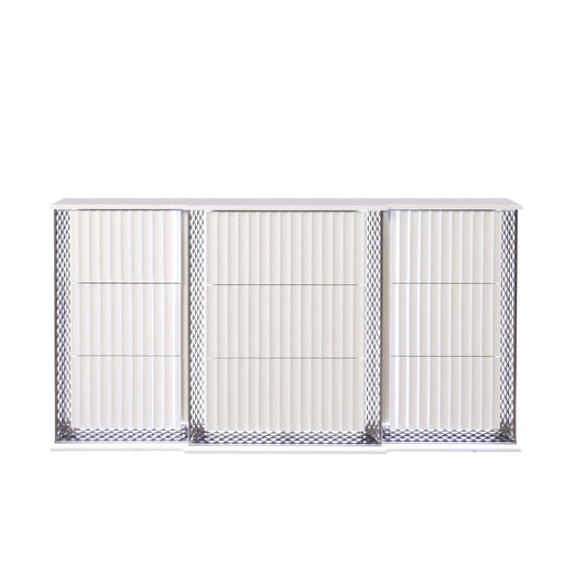 Fabio Contemporary Style King 4PC Bedroom set Made with Diamond-Shaped Side Accents, LED Lighting and Wood in White Finish Default -DTYStore