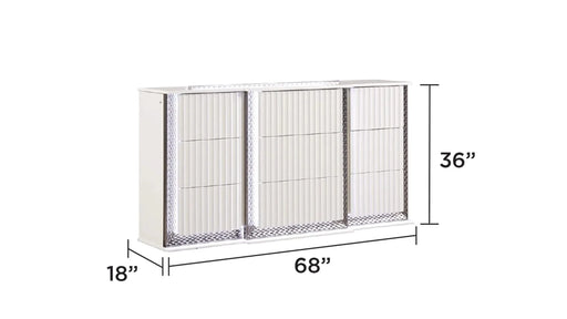 Fabio Contemporary Style King 4PC Bedroom set Made with Diamond-Shaped Side Accents, LED Lighting and Wood in White Finish Default -DTYStore