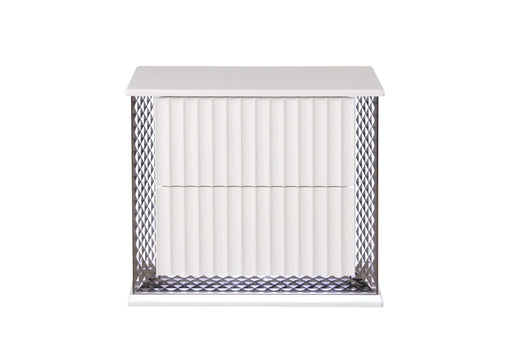 Fabio Contemporary Style King 4PC Bedroom set Made with Diamond-Shaped Side Accents, LED Lighting and Wood in White Finish Default -DTYStore