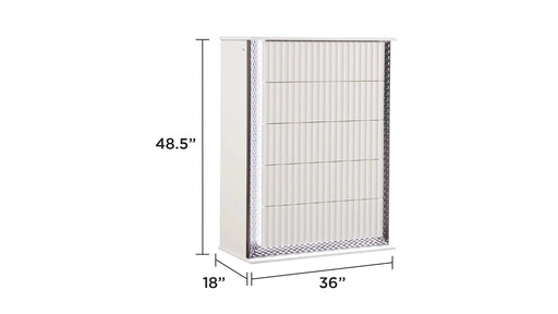 Fabio Contemporary Style King 5PC Bedroom set Made with Diamond-Shaped Side Accents, LED Lighting and Wood in White Finish Default -DTYStore