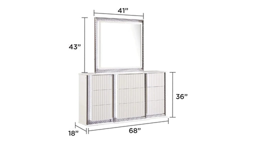 Fabio Contemporary Style King 5PC Bedroom set Made with Diamond-Shaped Side Accents, LED Lighting and Wood in White Finish Default -DTYStore