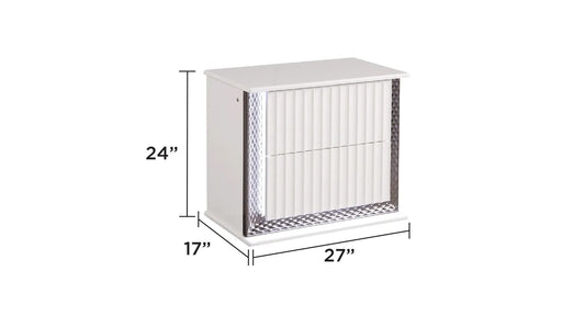 Fabio Contemporary Style King 5PC Bedroom set Made with Diamond-Shaped Side Accents, LED Lighting and Wood in White Finish Default -DTYStore