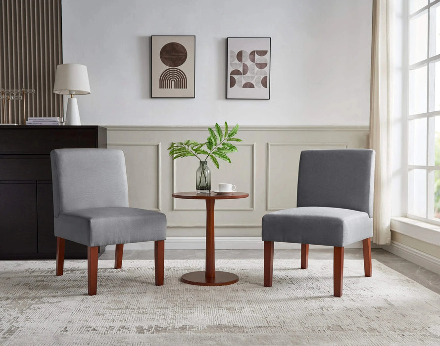 Fabric Accent Chair Set of 2 with Round Wood Table, Decorative Slipper Chair Vanity Chair for Bedroom Home Office, Corner Side Chair [Video] Default -DTYStore