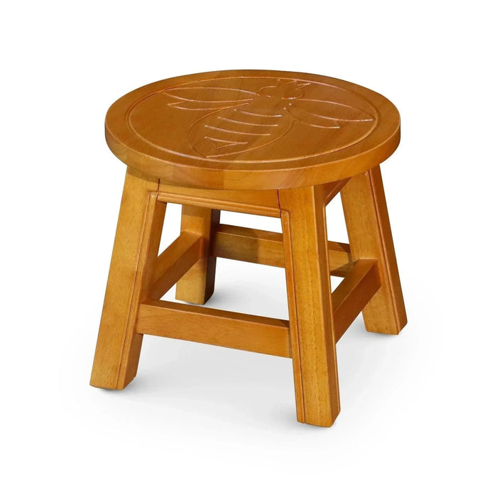 Fairplay Carved Wooden Step Stool Queen Bee Natural -DTYStore