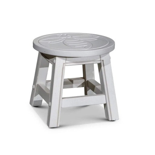 Fairplay Carved Wooden Step Stool Butterfly White Crackle -DTYStore