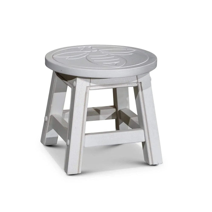 Fairplay Carved Wooden Step Stool Butterfly White Crackle -DTYStore