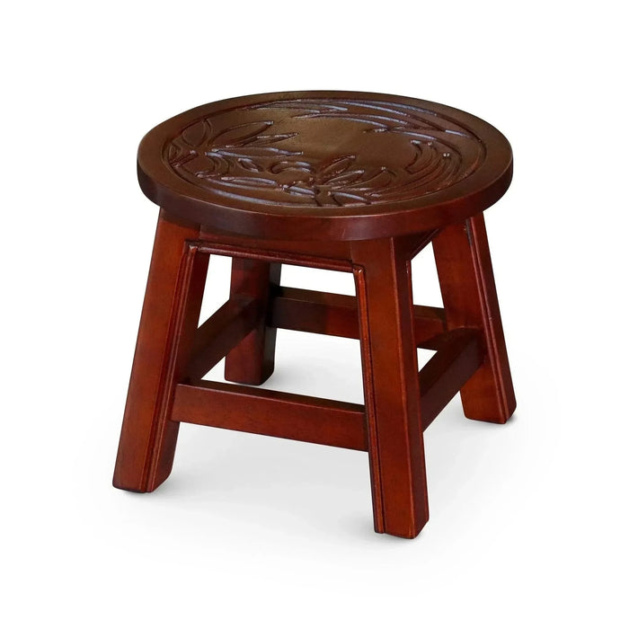 Fairplay Carved Wooden Step Stool Floral Cherry -DTYStore