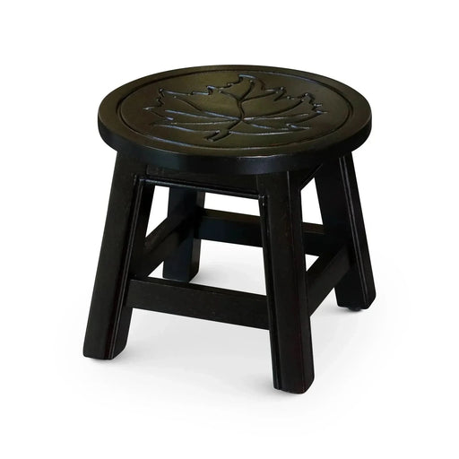 Fairplay Carved Wooden Step Stool Maple Leaf Espresso -DTYStore