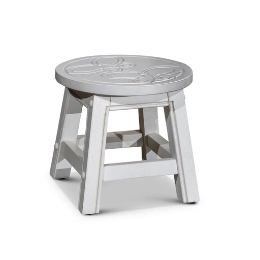 Fairplay Carved Wooden Step Stool Butterflies Antique White -DTYStore