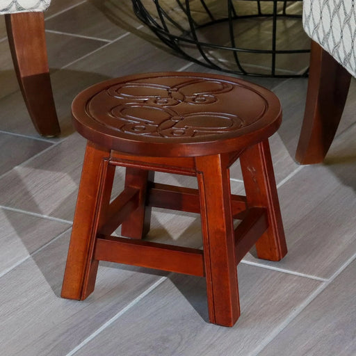 Fairplay Carved Wooden Step Stool -DTYStore