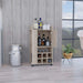 Fargo Bar Cart with Cabinet, 6 Built-in Wine Rack and Casters Default -DTYStore