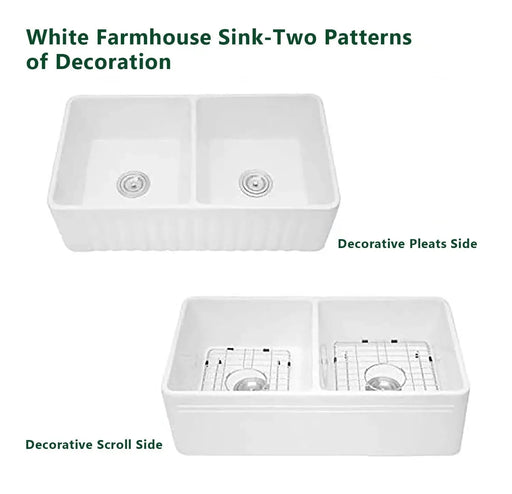 Farmhouse/Apron Front White Ceramic Kitchen Sink Default -DTYStore
