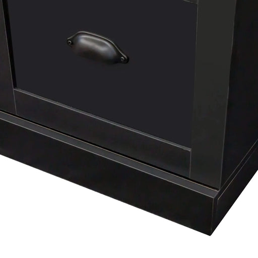 Farmhouse 4-in-1 Hall Tree with Wood Grain Bench and Top, Multifunctional Coat Rack with Black Hooks and Shell Handles, Mudroom Bench with Adjustable Shelves for Hallway, Living Room, Black, 55.1W Default -DTYStore