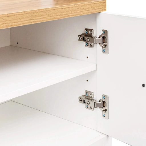 Farmhouse 4-in-1 Hall Tree with Wood Grain Bench and Top, Multifunctional Coat Rack with Black Hooks and Shell Handles, Mudroom Bench with Adjustable Shelves for Hallway, Living Room, White, 55.1W Default -DTYStore