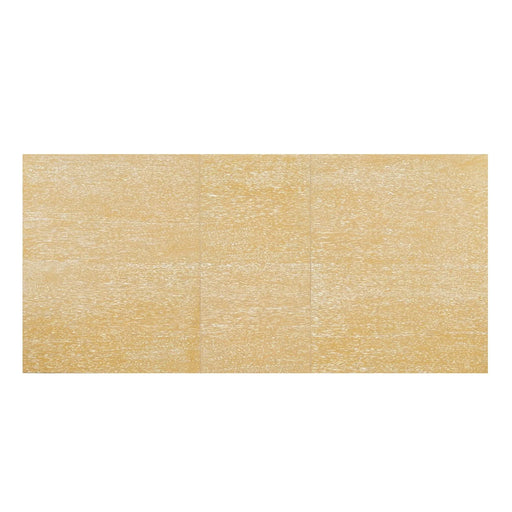 Farmhouse 76inch 6-Piece Extendable Dining Table Set with Trestle Base, Upholstered Chairs & Bench, Natural Wood and Light Gray Fabric Default -DTYStore