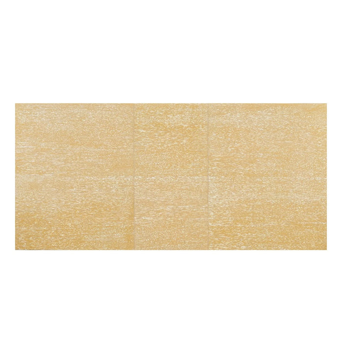 Farmhouse 76inch 6-Piece Extendable Dining Table Set with Trestle Base, Upholstered Chairs & Bench, Natural Wood and Light Gray Fabric Default -DTYStore