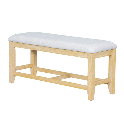 Farmhouse 76inch 6-Piece Extendable Dining Table Set with Trestle Base, Upholstered Chairs & Bench, Natural Wood and Light Gray Fabric Default -DTYStore