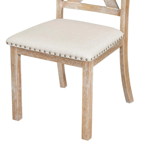 Farmhouse 82inch 6-Piece Extendable Dining Table with Footrest, 4 Upholstered Dining Chairs and Dining Bench, Two 11'Removable Leaf, Natural+Beige Cushion (old sku: SP000023AAN) Default -DTYStore