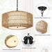 Farmhouse Chandelier Light Fixture,4-Light Rattan Boho Chandeliers for Dining Room with Fabric Shade,Hand Woven Large Rattan Dining Room Light Fixture for Kitchen Bedroom Island Hallway Default -DTYStore