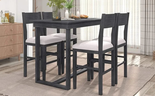 Farmhouse Counter Height 5-Piece Dining Table Set with 1 Rectangular Dining Table and 4 Dining Chairs for Small Places,Gray (old sku: SP000230AAE) Default -DTYStore