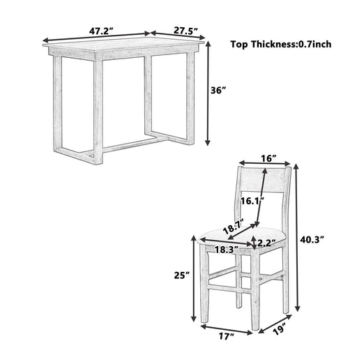 Farmhouse Counter Height 5-Piece Dining Table Set with 1 Rectangular Dining Table and 4 Dining Chairs for Small Places,Gray (old sku: SP000230AAE) Default -DTYStore