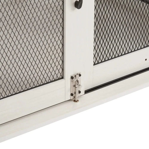 Farmhouse Dog Cage Crate Furniture with Sliding Barn Door, Farmhouse Wooden Dog Kennel End Table with Flip-top Plate Dog House with Detachable Divider for Small/Medium/Large Dog White Default -DTYStore